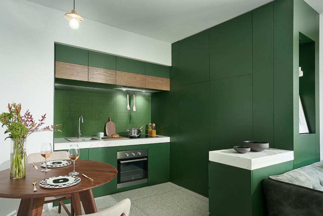 Selected Two-Bedroom Apartment kitchen washing machine large refrigerator